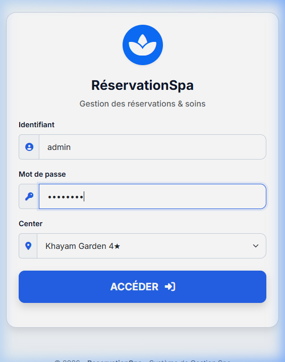 Page de connexion - Bureau
