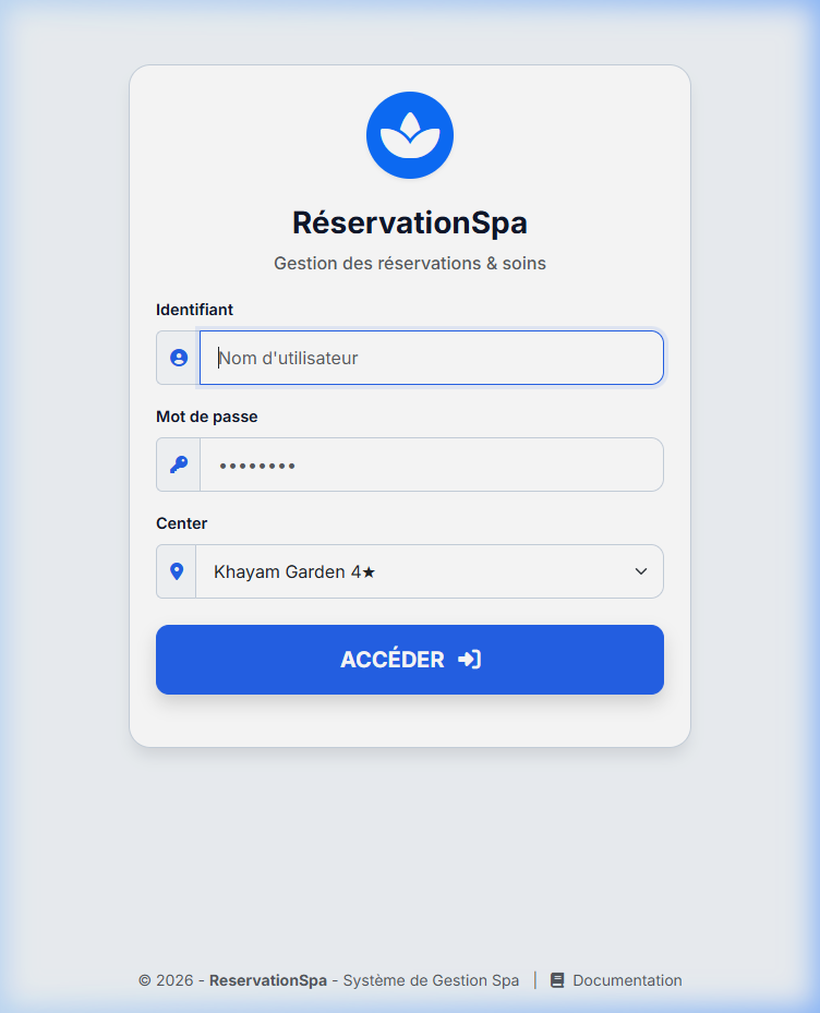 Page de connexion - Tablette